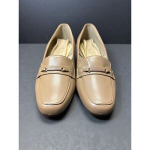 VINTAGE COBBIES Brown/Tan Leather Loafer Heels, Womens Size 6.5 Acceptable